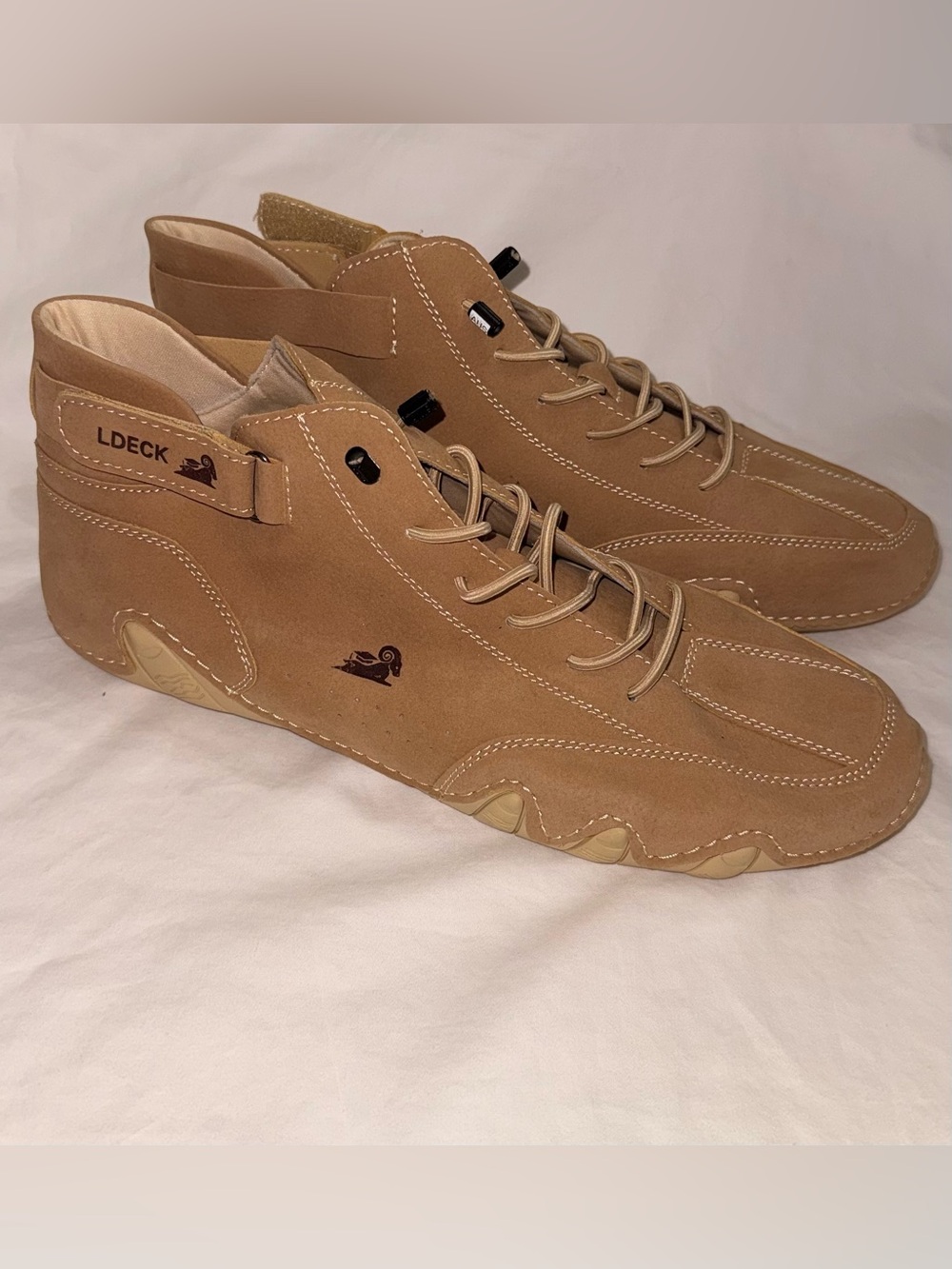 NEW LDECK Men's Size 13 / EU 47 Tan Beige Lace-Up High Top Sneakers
